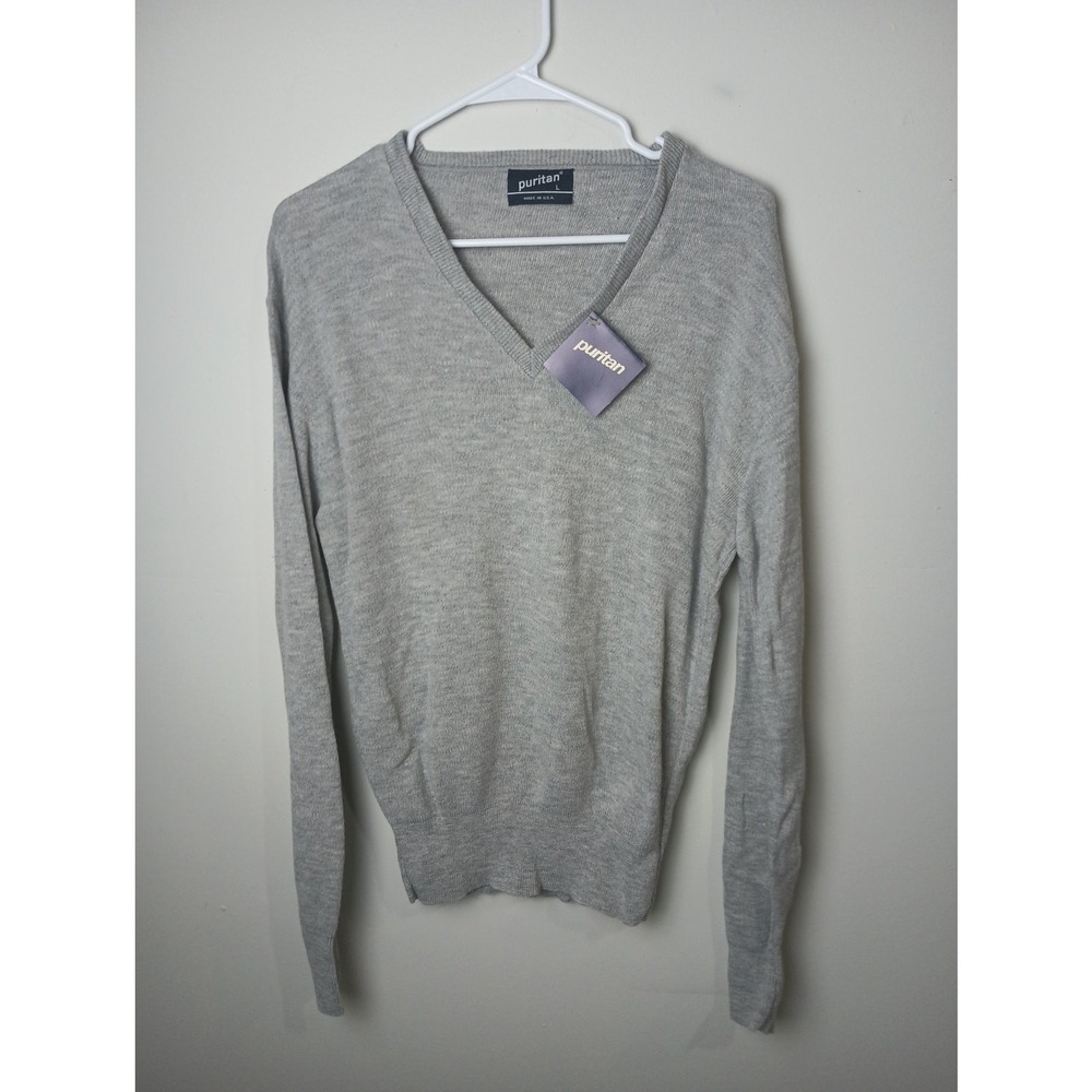 Vintage Puritan V Neck Sweater Men's Large Gray Orlon Acrylic Pullover USA NWT